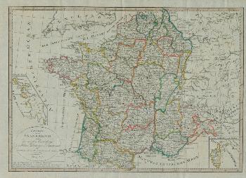 Dlib Si Karte Von Frankreich Nach Der Neuesten Einteilung In Militar Divisionen Und Departemente Mit Beziehung Auf Die Alte Einteilung In Provinzen Entworfen